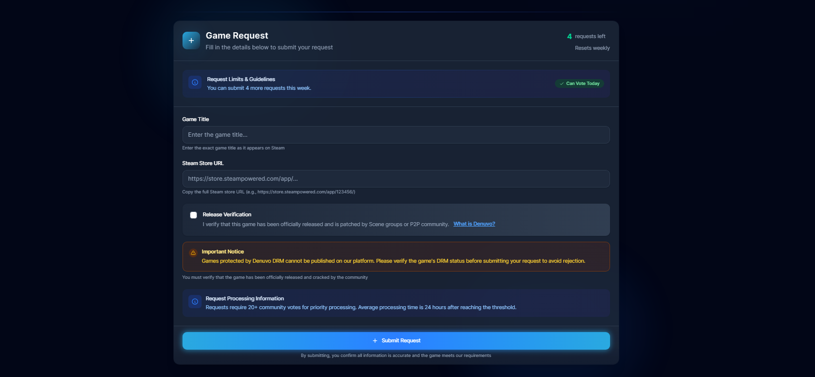Requests Page